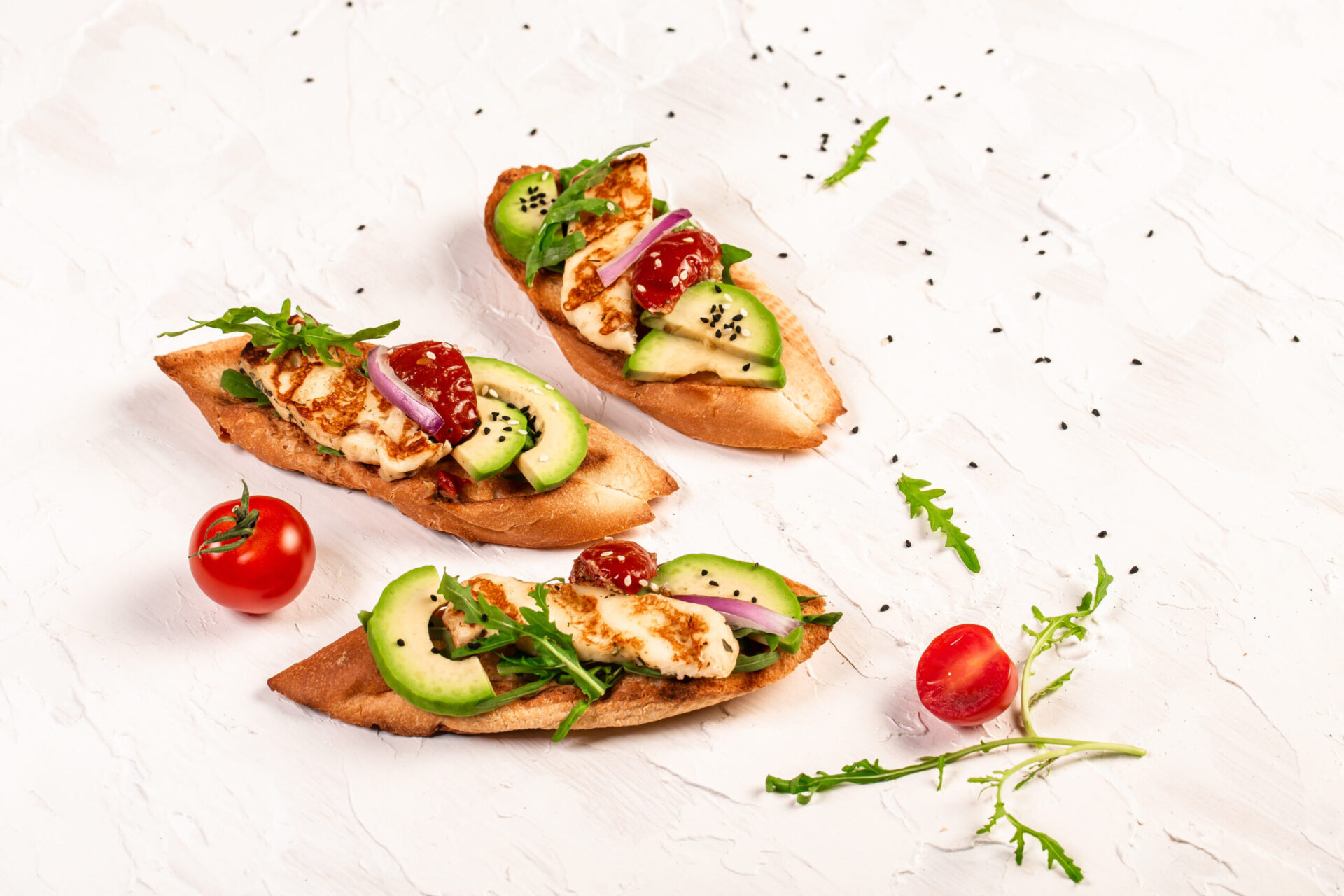 Grikios halloumi-type cheese and avocado baguette